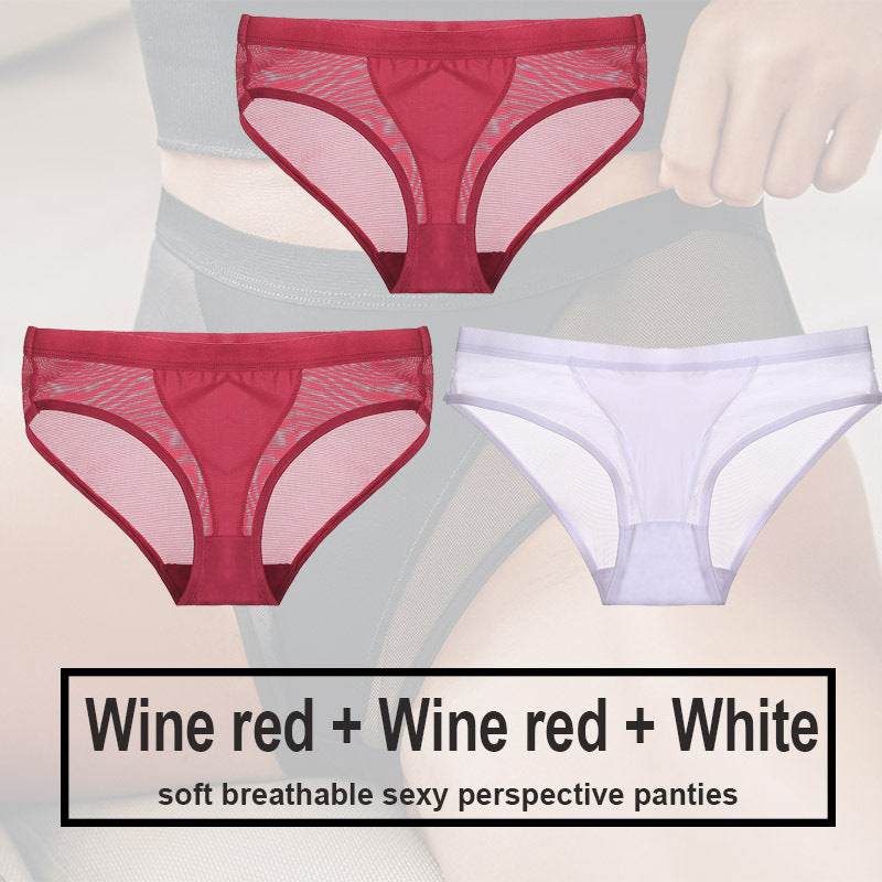 Low Waist Mesh Solid Color Briefs