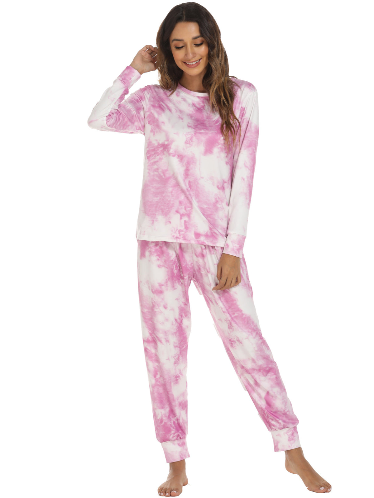 Home Clothes Set Pajamas Female Autumn And Winter Tie-dye Long-sleeved Trousers