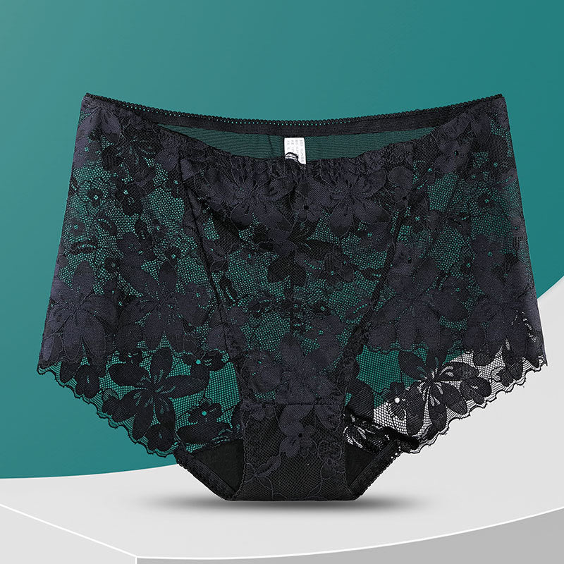 High Waist Hollow-out Lace Flower Underwear Belly Contracting Hip Lifting Cotton Bottom Fat