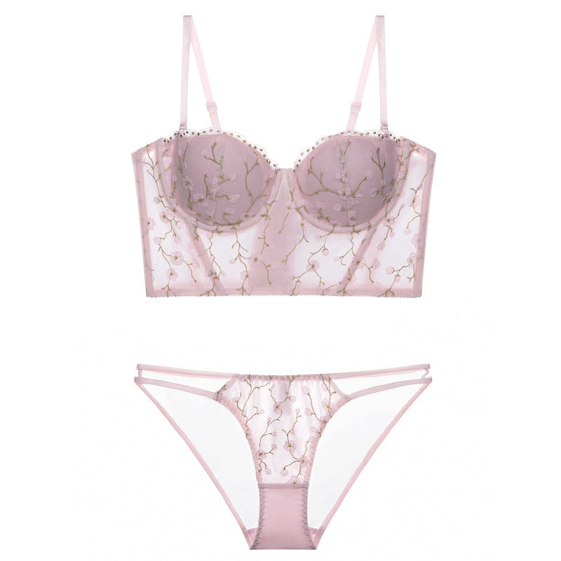 Vintage Embroidered Lingerie Thin Push Up Bra