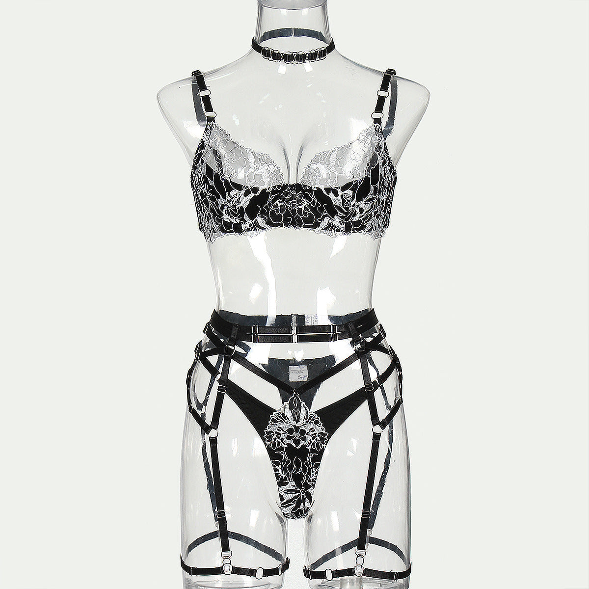 Bra Complex Artworks Embroidery Mesh Splicing Hollow Hot Underwear Four-piece Set Or Five-piece Set