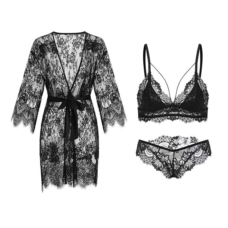 Transparent Lace Thin Pajamas Gathered Together