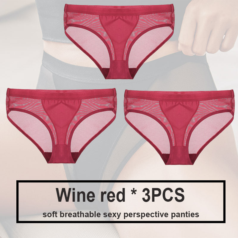 Low Waist Mesh Solid Color Briefs