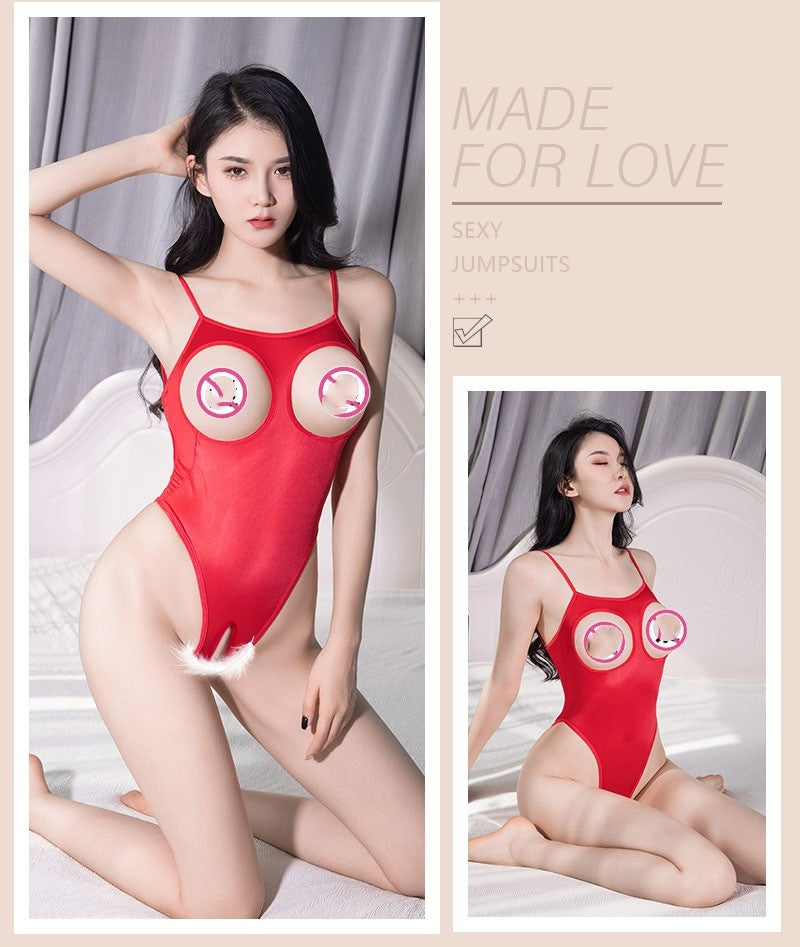 Attractive Shiny High-elastic Hollow Out See-through Three-point Bikini