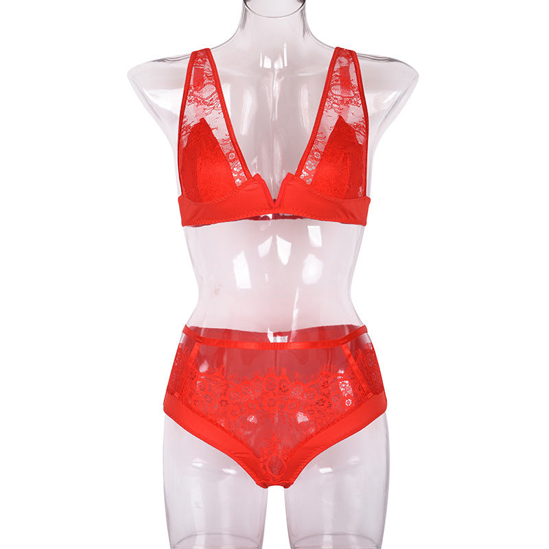 Summer Foreign Trade Women's Lace V-neck Sexy Underwear Suit