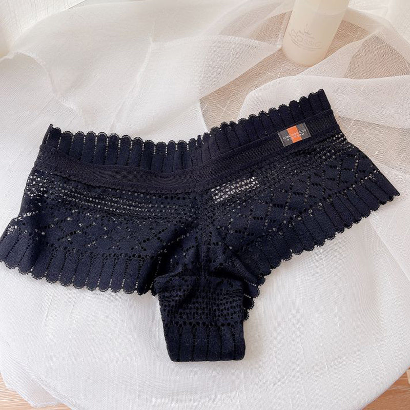 See-through Sexy Low-waist Briefs With Lace Edges
