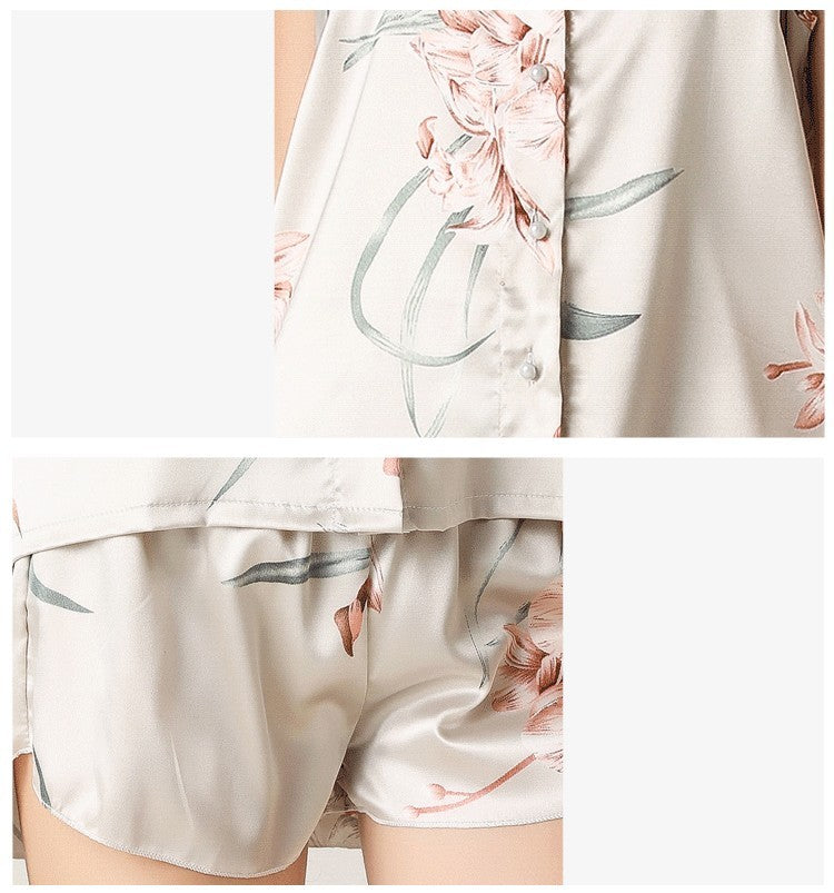 Silk Pajamas Suspender Color Pajamas Shorts Two-piece Set