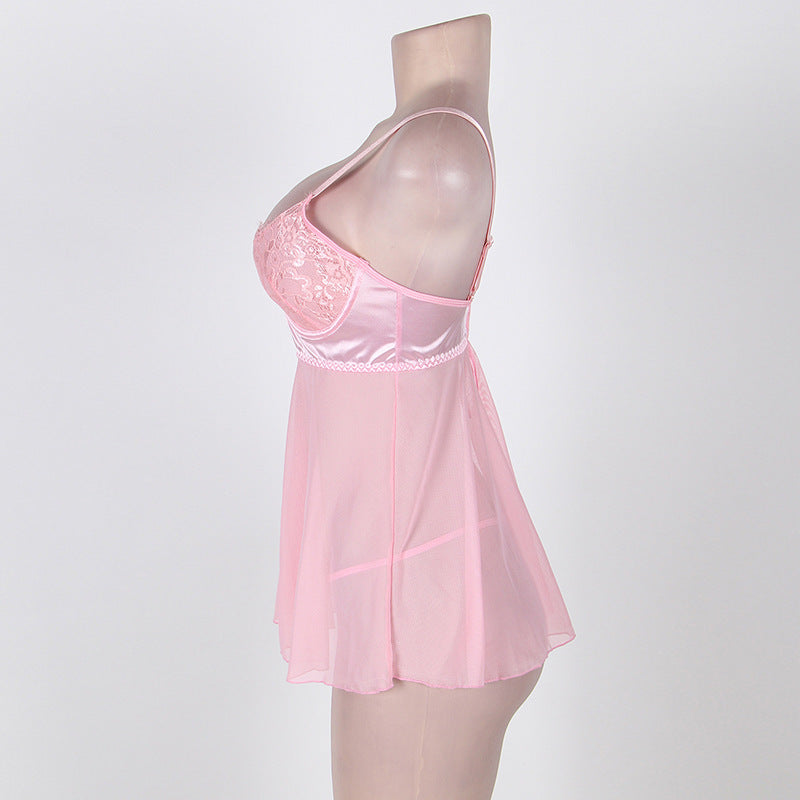 Women's Sexy Breasted Bra Suspender Nightdress