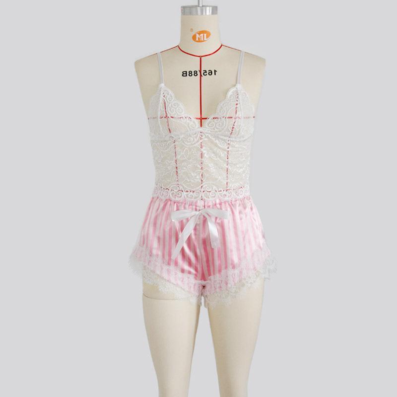 Sexy Lace Split Pajamas Set