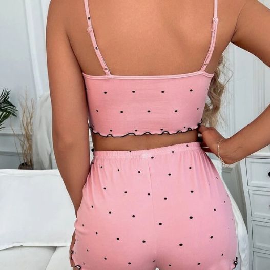 Summer Women's V-neck Comfortable Lace Suspender Shorts Pajamas