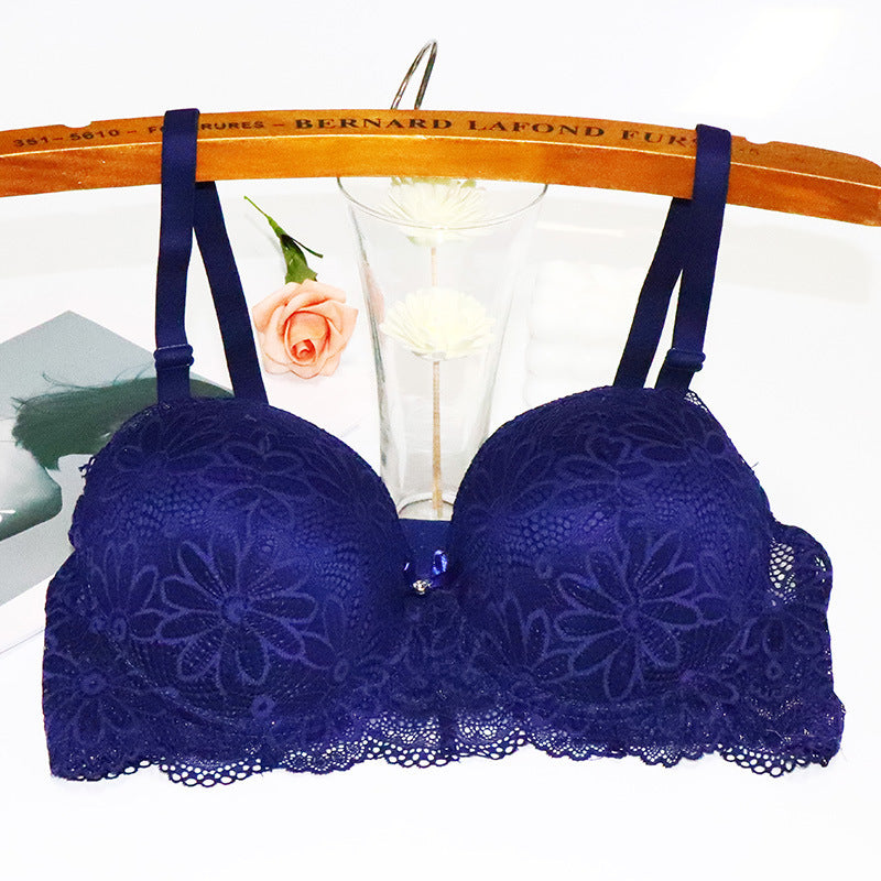 Women's Half Cup Lace Steel Ring Gathering Underwear
