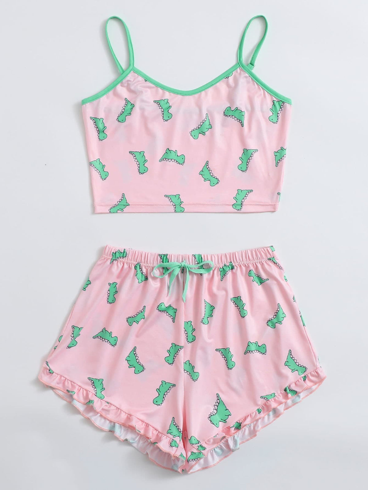 Summer Women's Small Suspender Two-piece Pajamas Dinosaur Suit