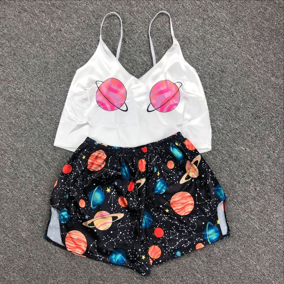 Ice Silk Pajamas Sling High-quality Simulation Silk Thin Section Comfortable Casual Printing