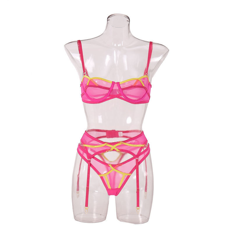 Garter Mesh Panel Body Sculpting Split Suit