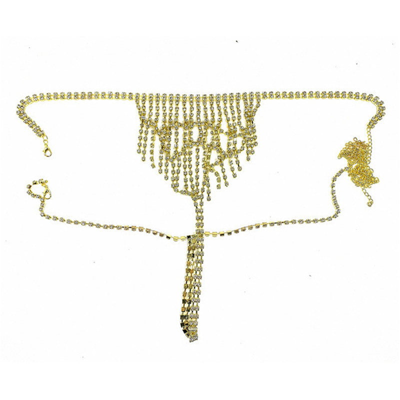Sexy Nightclub Lingerie Set With Rhinestone Body Chain