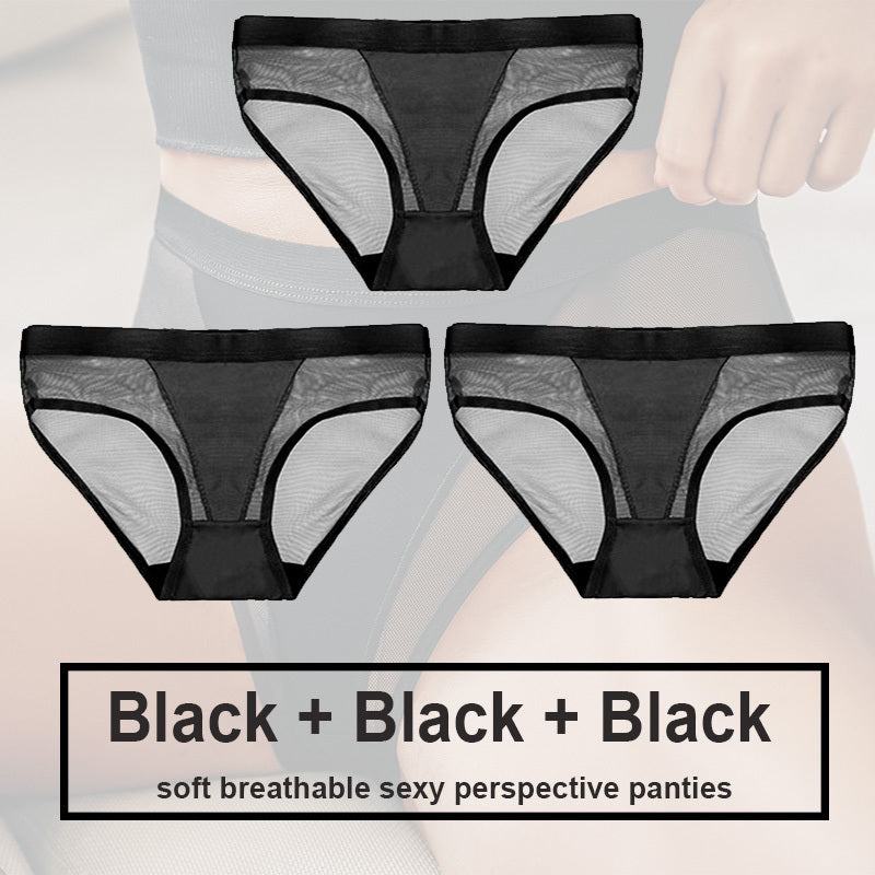 Low Waist Mesh Solid Color Briefs