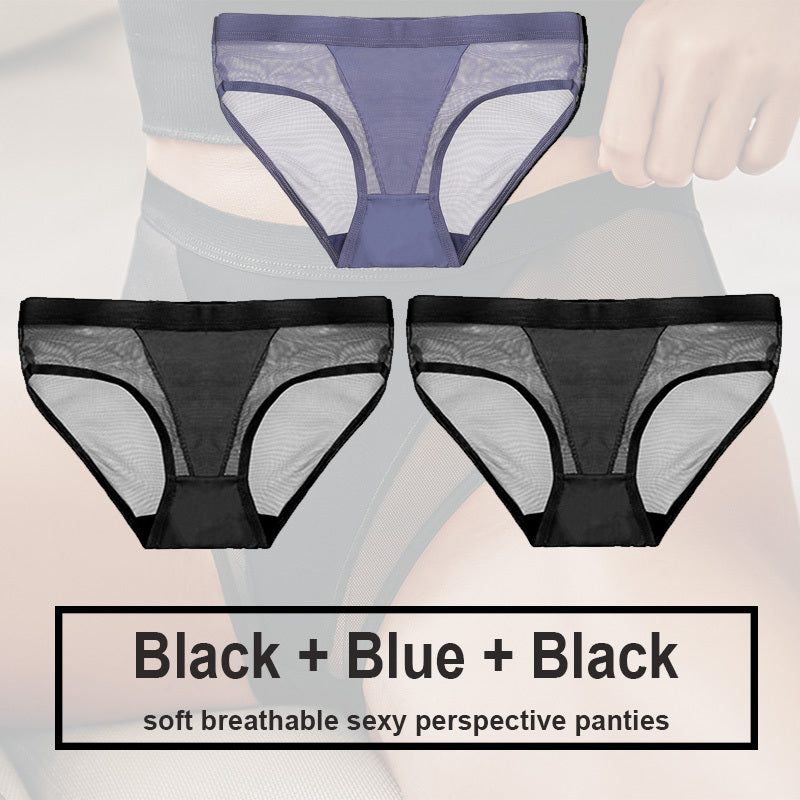 Low Waist Mesh Solid Color Briefs