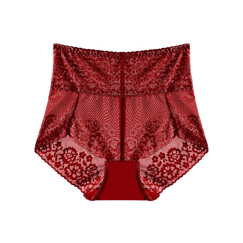Women's Plus Size High Waist Belly Contracting Lace Underwear