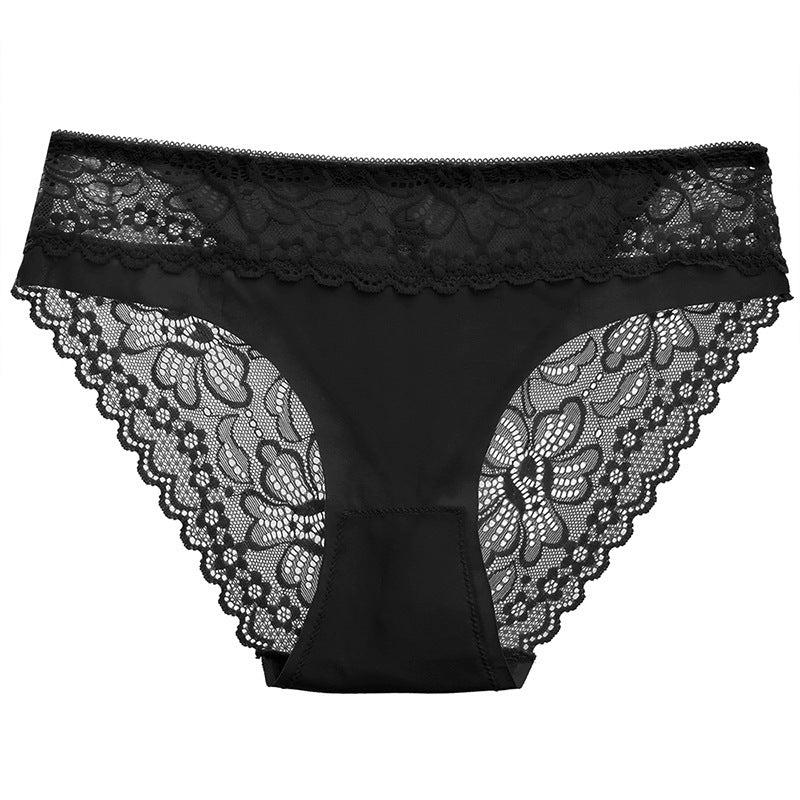 Mid-waist Lace Sexy Seamless Breathable Women's Underwear Hollow