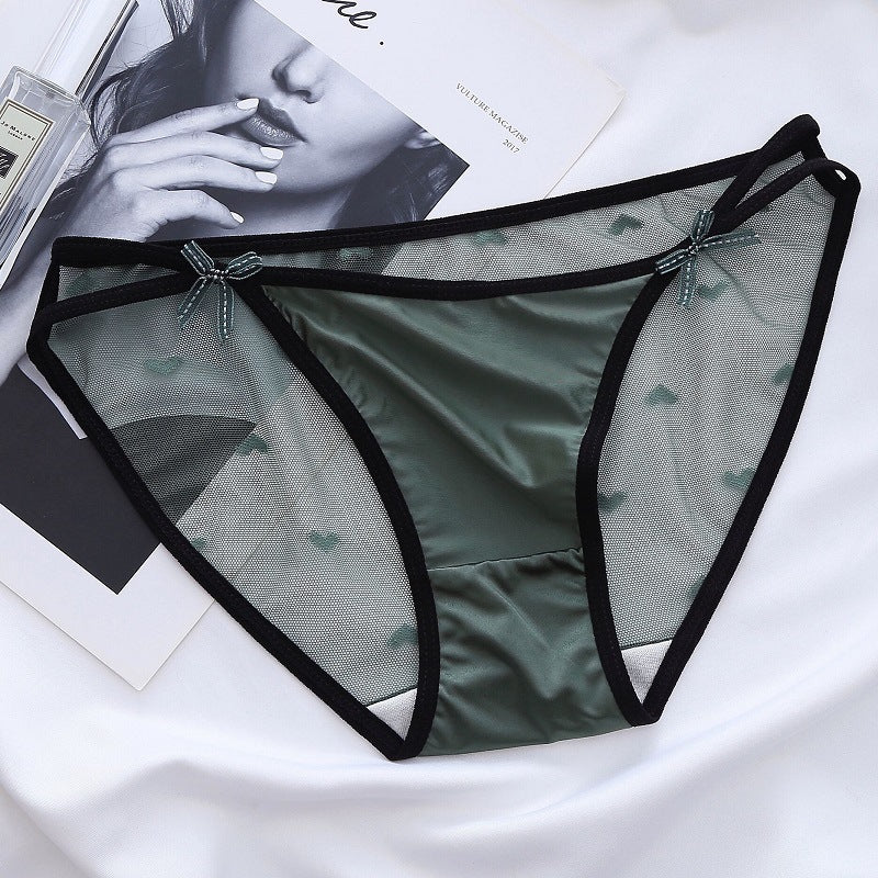 Mesh Lace-up Bow Briefs Low-rise Shorts