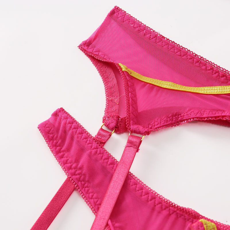 Garter Mesh Panel Body Sculpting Split Suit