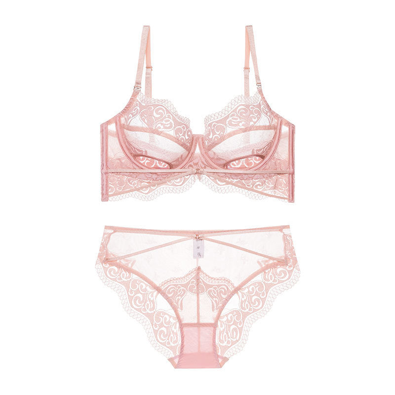 Women's Ultra-thin Lace Underwear Showing Small Breasts