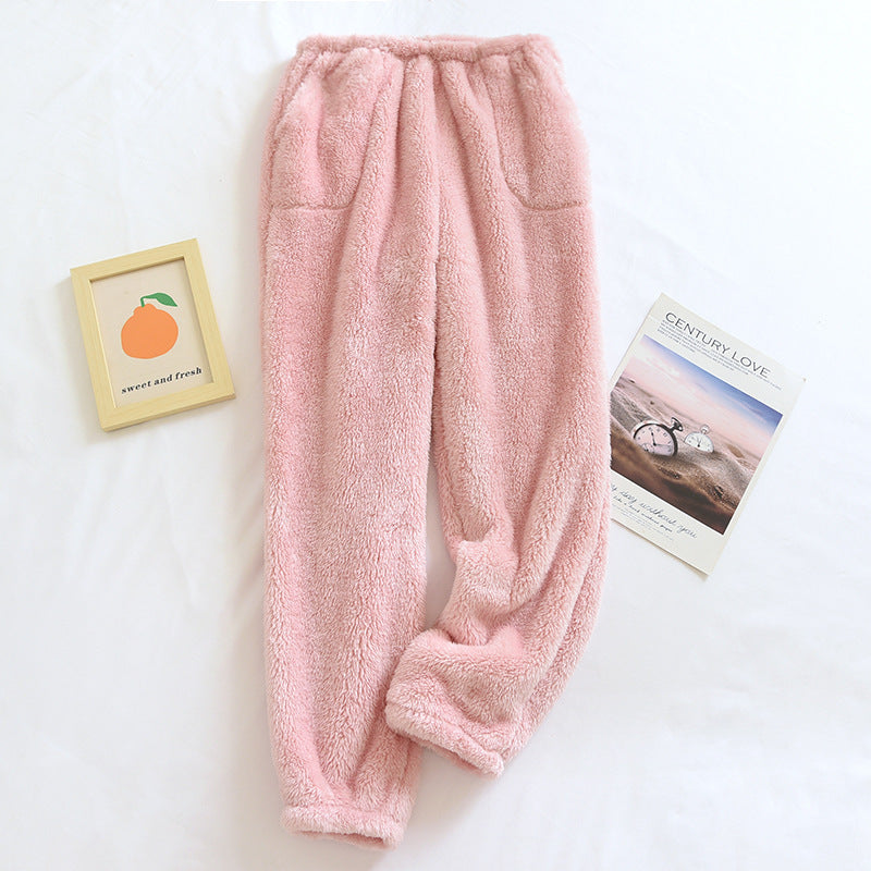 Loose Leg Shaping Thickened Fleece-lined Women's Pajama Pants