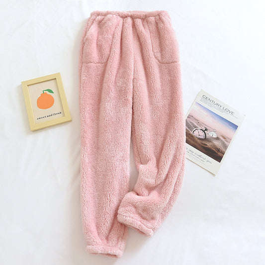 Loose Leg Shaping Thickened Fleece-lined Women's Pajama Pants