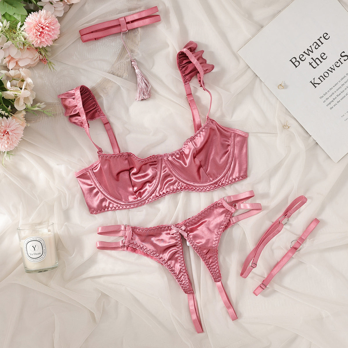 Lace Halter Lace-up Love Collar Underwear Suit Female 27329