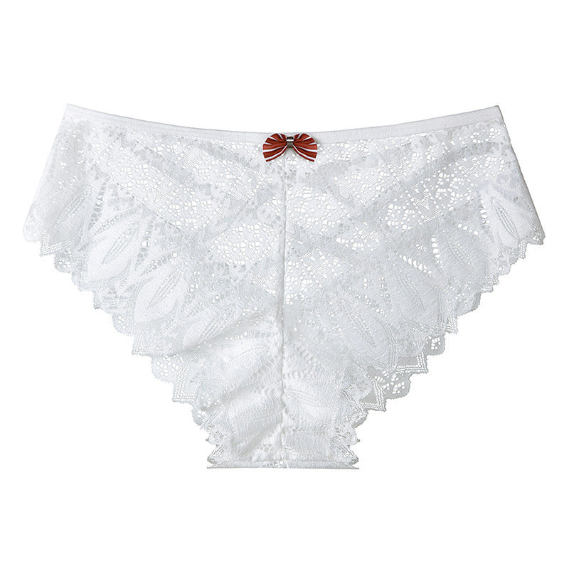 Women's Mid-waist Lace Butterfly Briefs