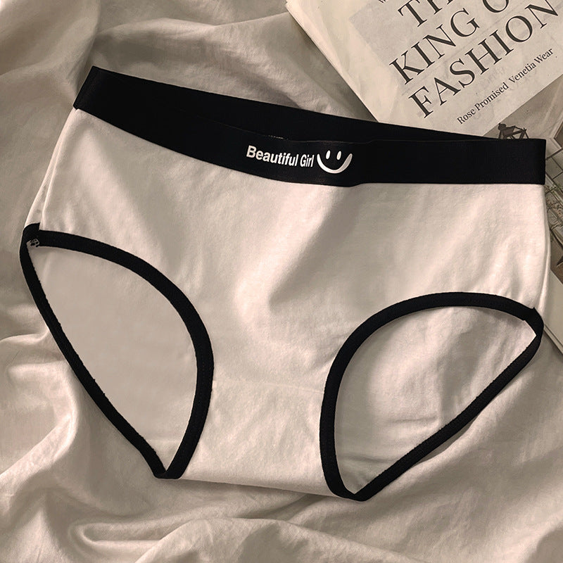 Women's Minimalist Letter Printed Pure Cotton Mid Waist Underwear