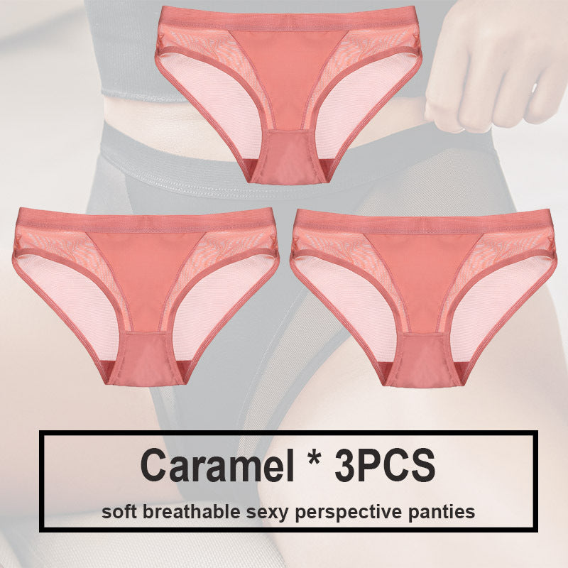 Low Waist Mesh Solid Color Briefs