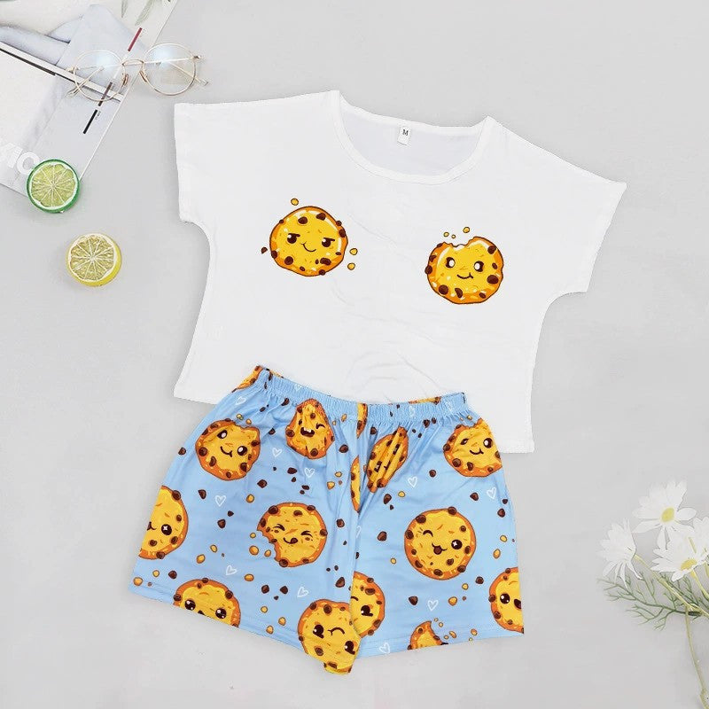 Ladies Vest Short Sleeve Shorts Cotton Pajama Set