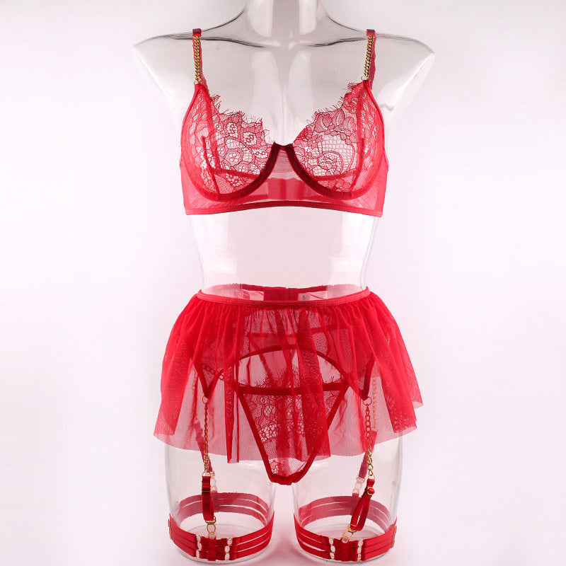Chain With Steel Ring Garter Gauze Skirt Tight Chest Suit