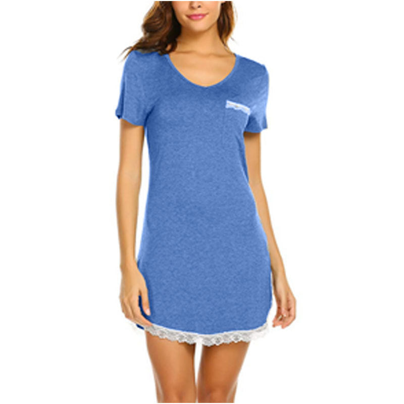 Women's Pocket Lace Cotton Pajamas