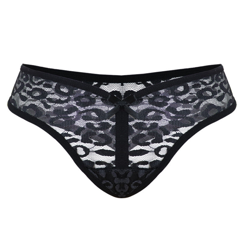 New Lowwaist Sexy Lace Thong Ladies Underwear Sexy Transparent Leopard Print