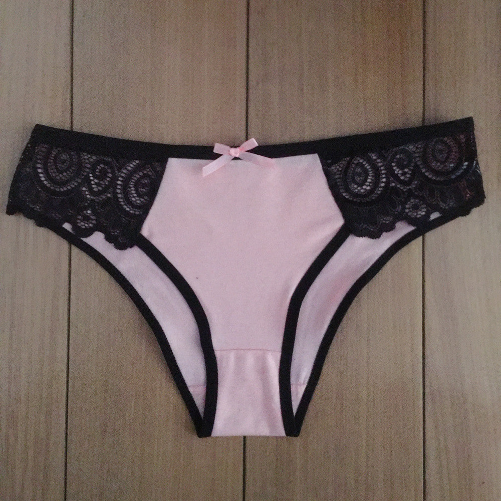 Women's Low Waist Lace Color Matching Panties Cotton Briefs