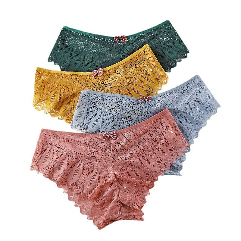 Women's Mid-waist Lace Butterfly Briefs