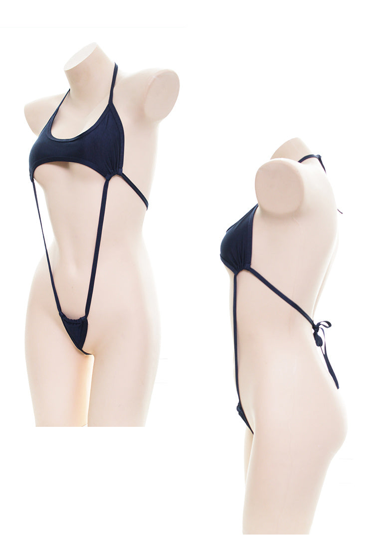 Semi-permeable One-Piece Bikini Set Lace-up Swimsuit Ladies Sexy Lingerie