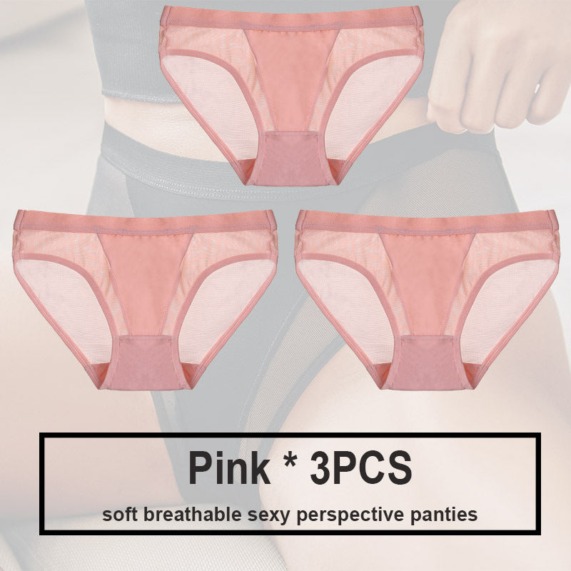 Low Waist Mesh Solid Color Briefs