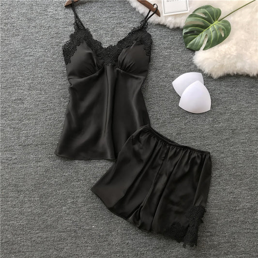 Two Piece Female Water-soluble Home Pajamas