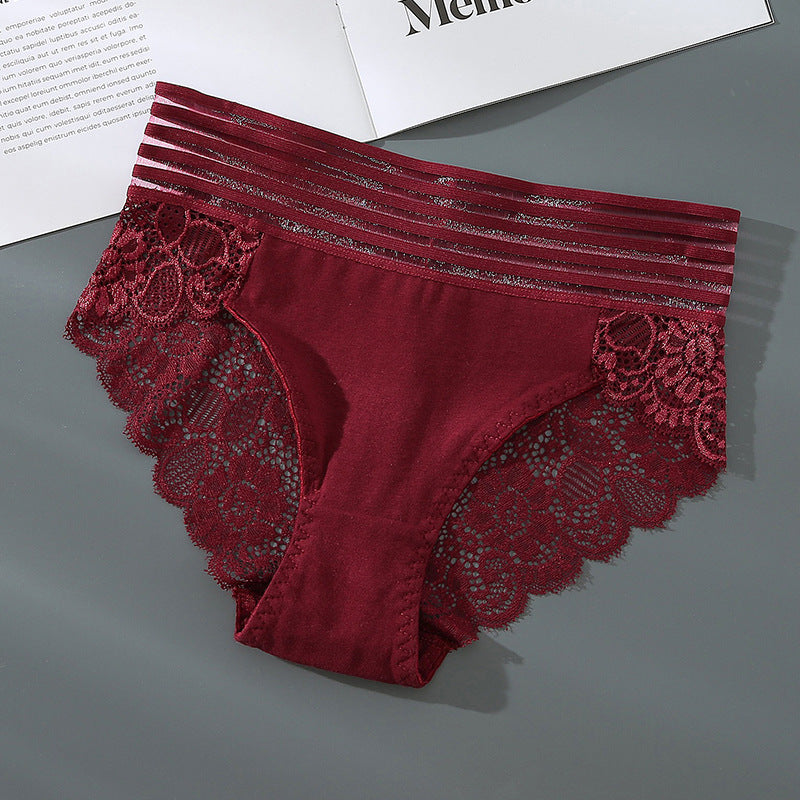 Sexy Women's Cotton High Waist Lace Breathable Underwear