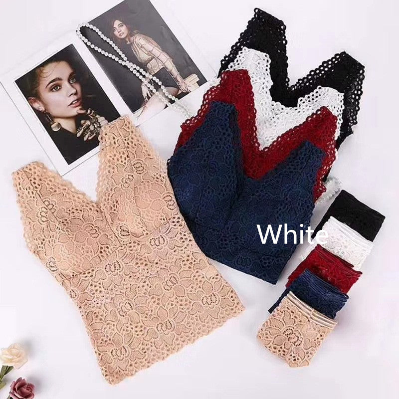 Lace Underwear Set With Chest Pad Without Trace