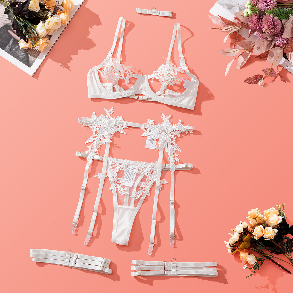 Embroidered Water Soluble Flower Girl Clothing Mesh    Set