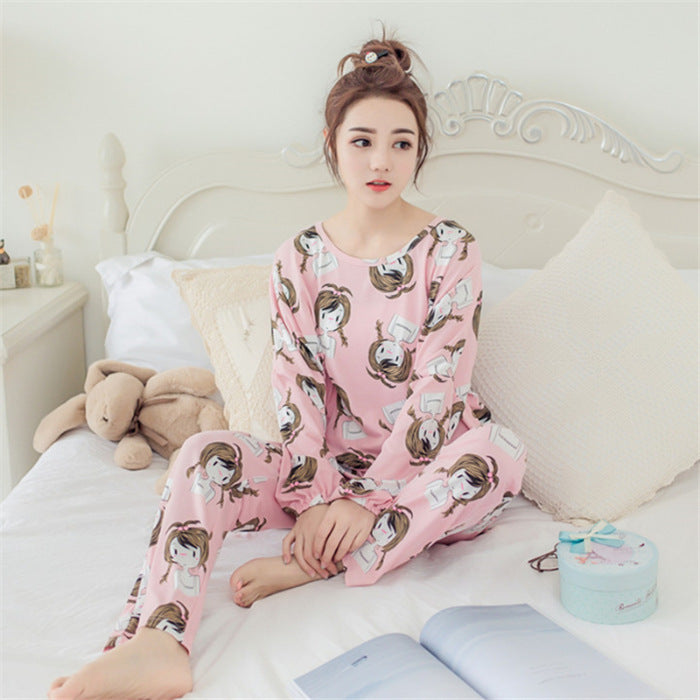 Ladies Casual Round Neck Pajamas Sweet And Cute Home Service Suit