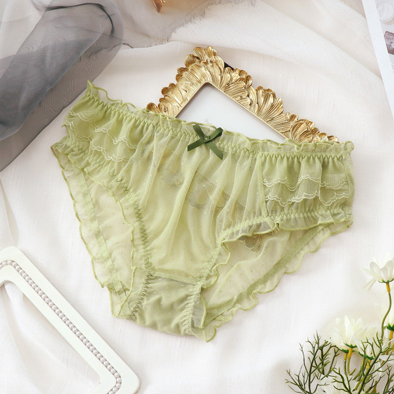 Mid Waist Japanese Sweet Mesh Black Underwear