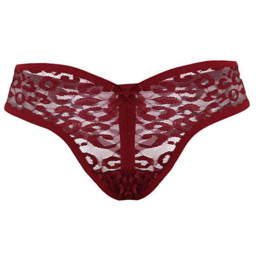 New Lowwaist Sexy Lace Thong Ladies Underwear Sexy Transparent Leopard Print
