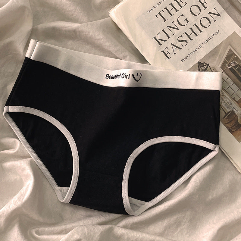 Women's Minimalist Letter Printed Pure Cotton Mid Waist Underwear