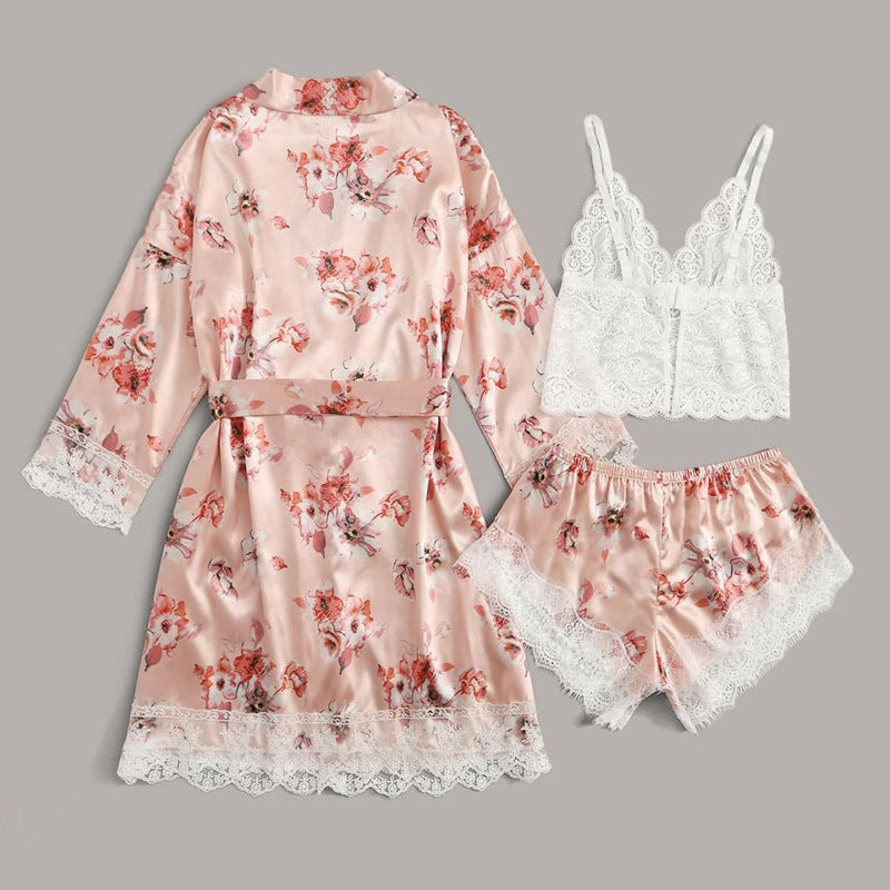 LaceFun Pajamas Printed Yukata Three Piece Set