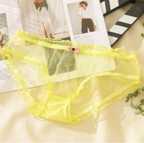 Full Transparent Bag Hip Low Waist Solid Color Mesh Girl Underwear
